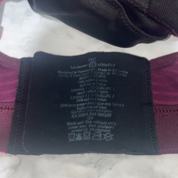 Lululemon Ta Ta Tamer II Running Bra Striped Plum / Black Sz 34C - Picture 6 of 6